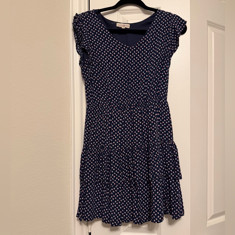 Altar'd State Navy and White Mini Dress